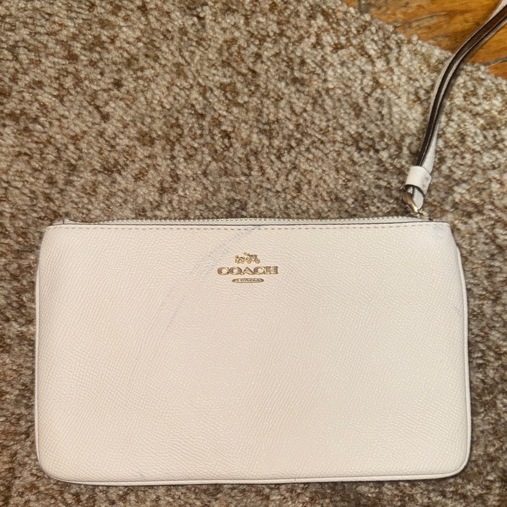Coach Cream Leather Wristlet